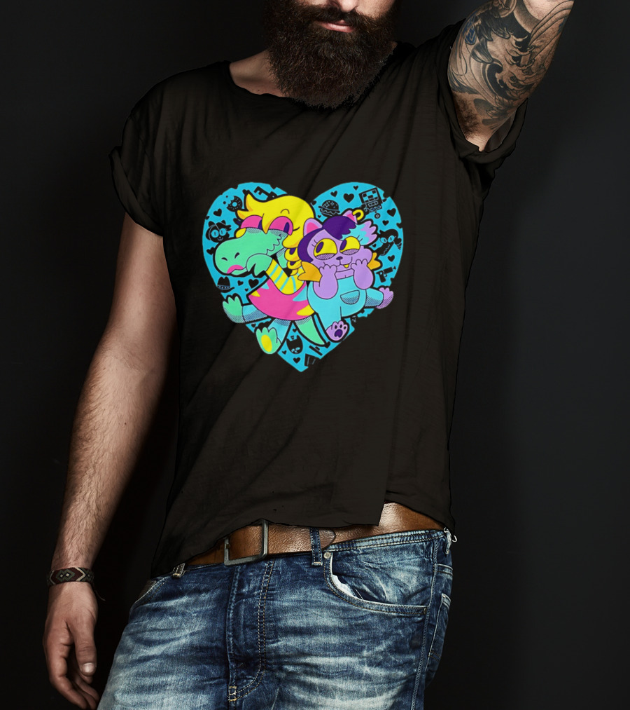 Alphys Mew Mew Heart Art Colorful Character Pair T-Shirt