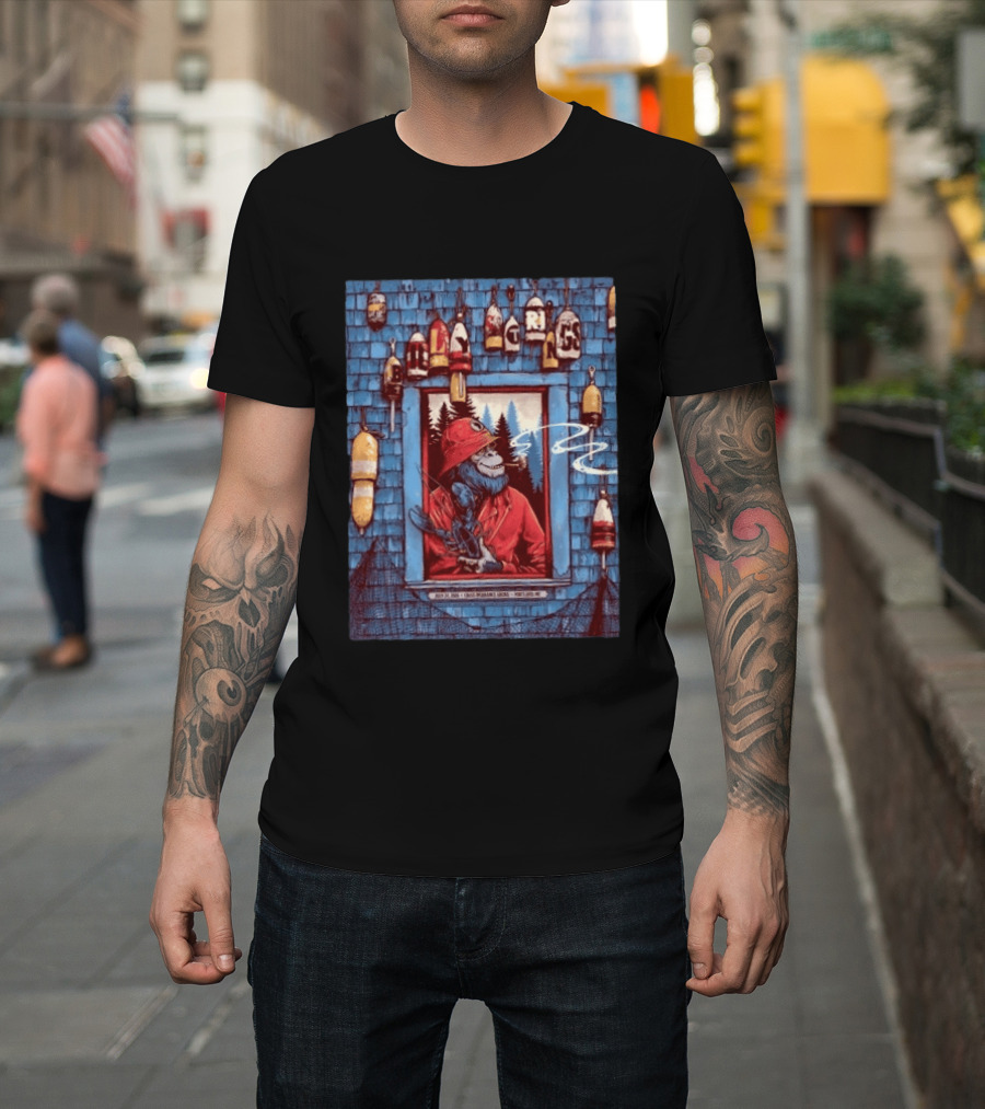 Billy Strings Portland ME 2026 Night 1 July 24 Event By Dan Dippel At Cross Insurance Arena Featuring Lobster Fisherman Monkey T-Shirt