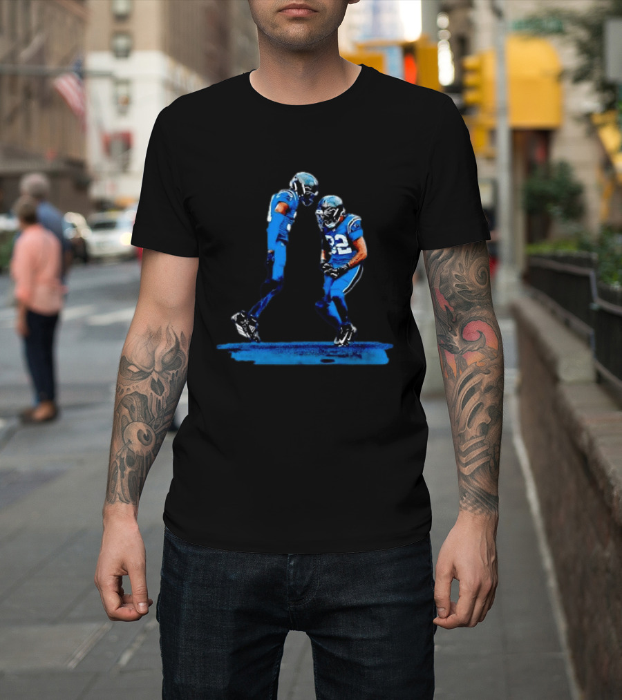 Carolina Panthers Blue Uniforms Players Celebrating Football Team Victory T-Shirt