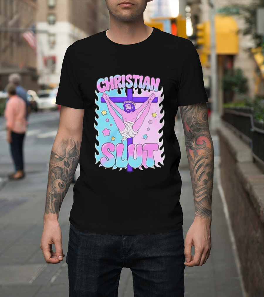 Christian Slut Teen Hearts Jesus Splits Meme T-Shirt