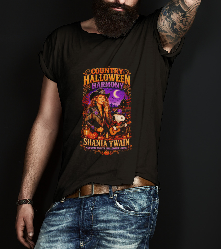 Country Halloween Harmony Shania Twain Snoopy Country Nights Halloween Lights T-Shirt
