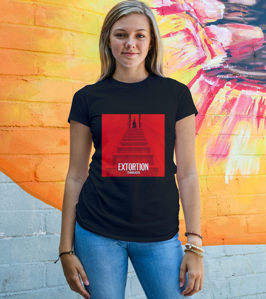 Extortion Threats Dark Stairs Red Scene T-Shirt