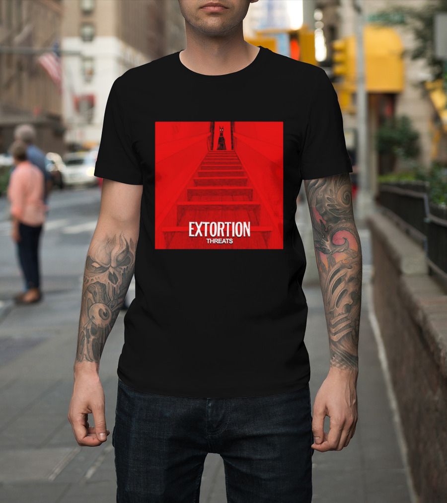 Extortion Threats Dark Stairs Red Scene T-Shirt