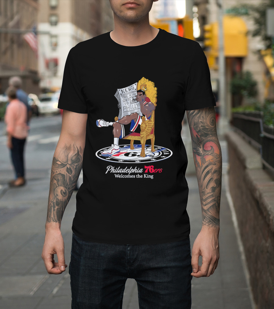 Philadelphia 76ers Welcome The King LeBron James Caricature T-Shirt