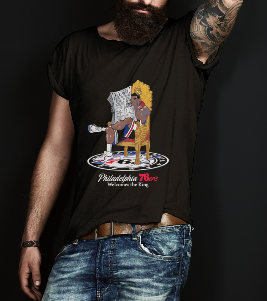Philadelphia 76ers Welcome The King LeBron James Caricature T-Shirt
