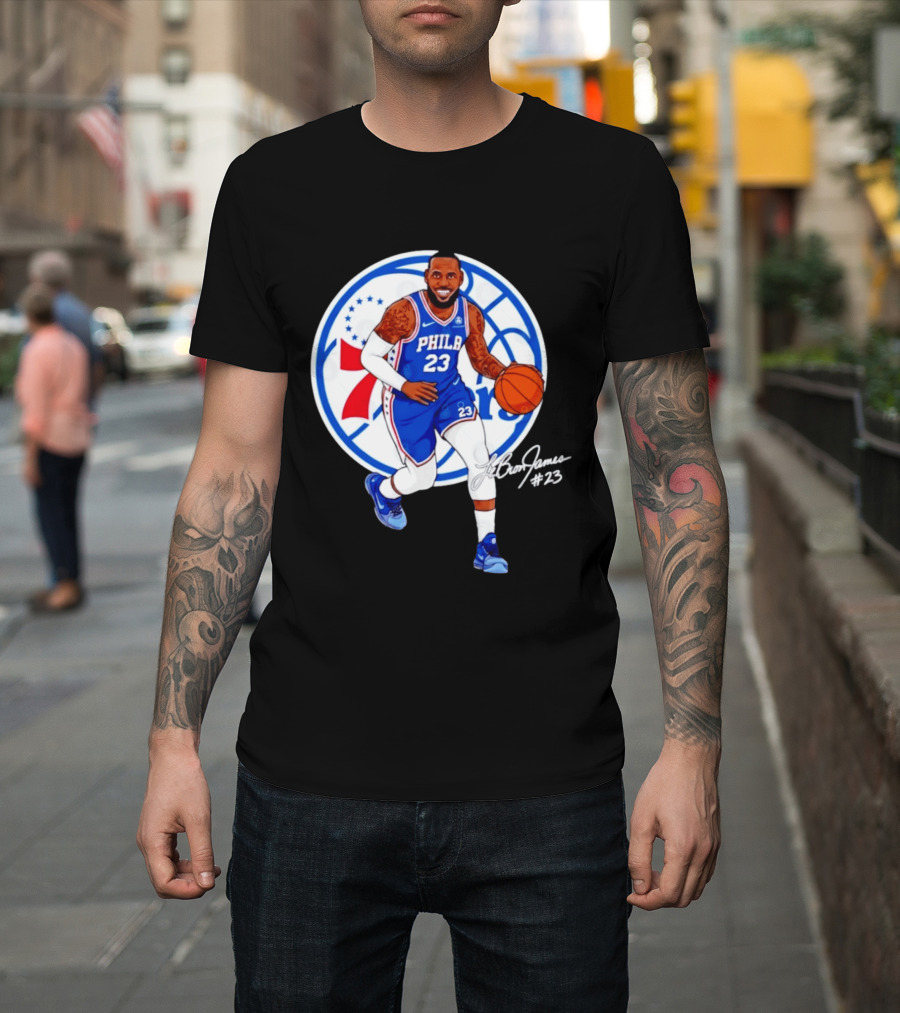Philadelphia 76ers 23 LeBron James Blue Basketball Phila 76ers T-Shirt