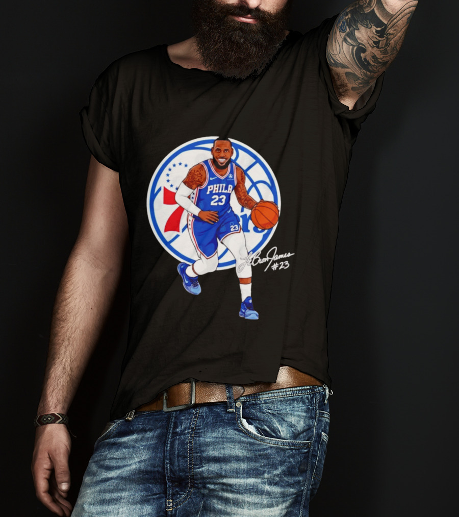 Philadelphia 76ers 23 LeBron James Blue Basketball Phila 76ers T-Shirt