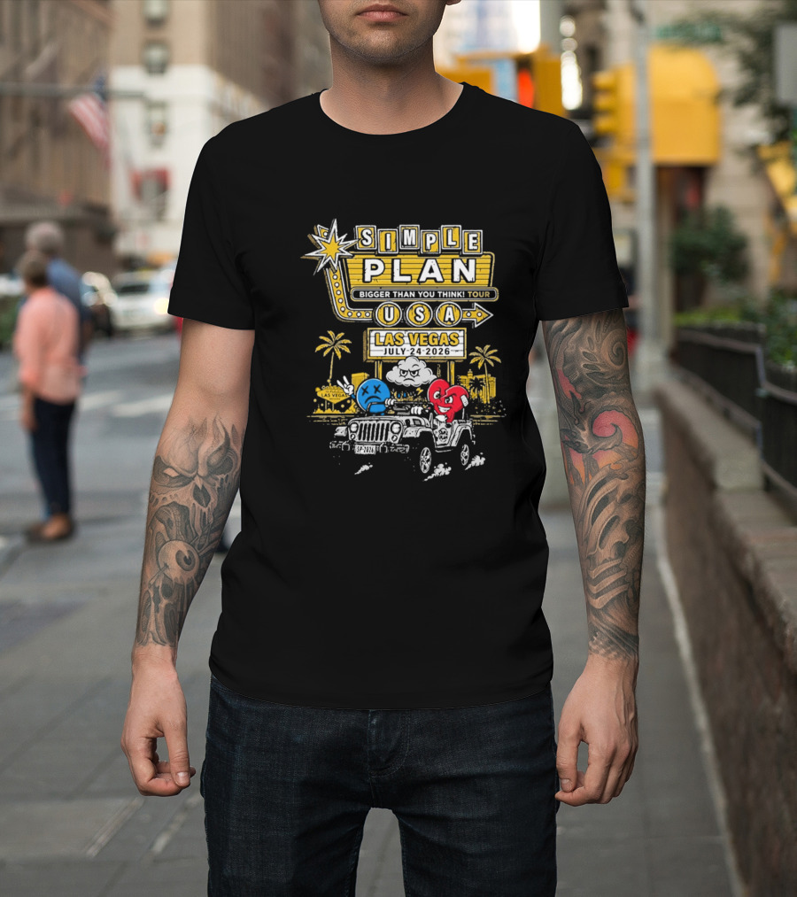 Simple Plan Bigger Than You Think Tour USA Las Vegas July 4 2026 Pearl Concert Theater Palms Casino Resort T-Shirt