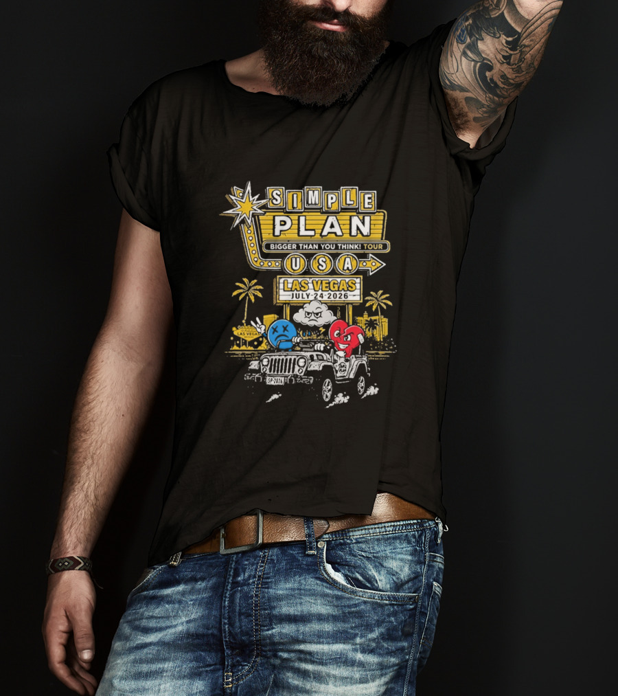 Simple Plan Bigger Than You Think Tour USA Las Vegas July 4 2026 Pearl Concert Theater Palms Casino Resort T-Shirt