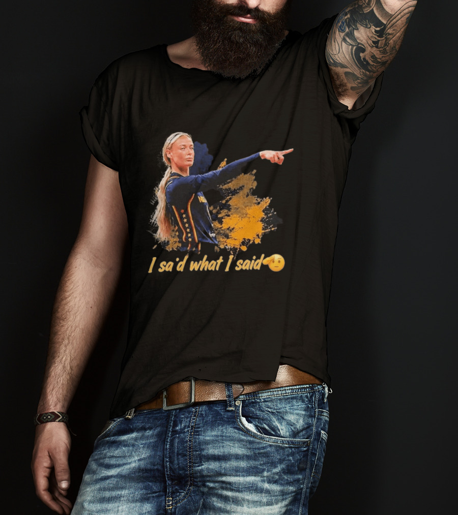 Sophie Cunningham I Said What I Said Yellow And Blue Basketball Emoji T-Shirt