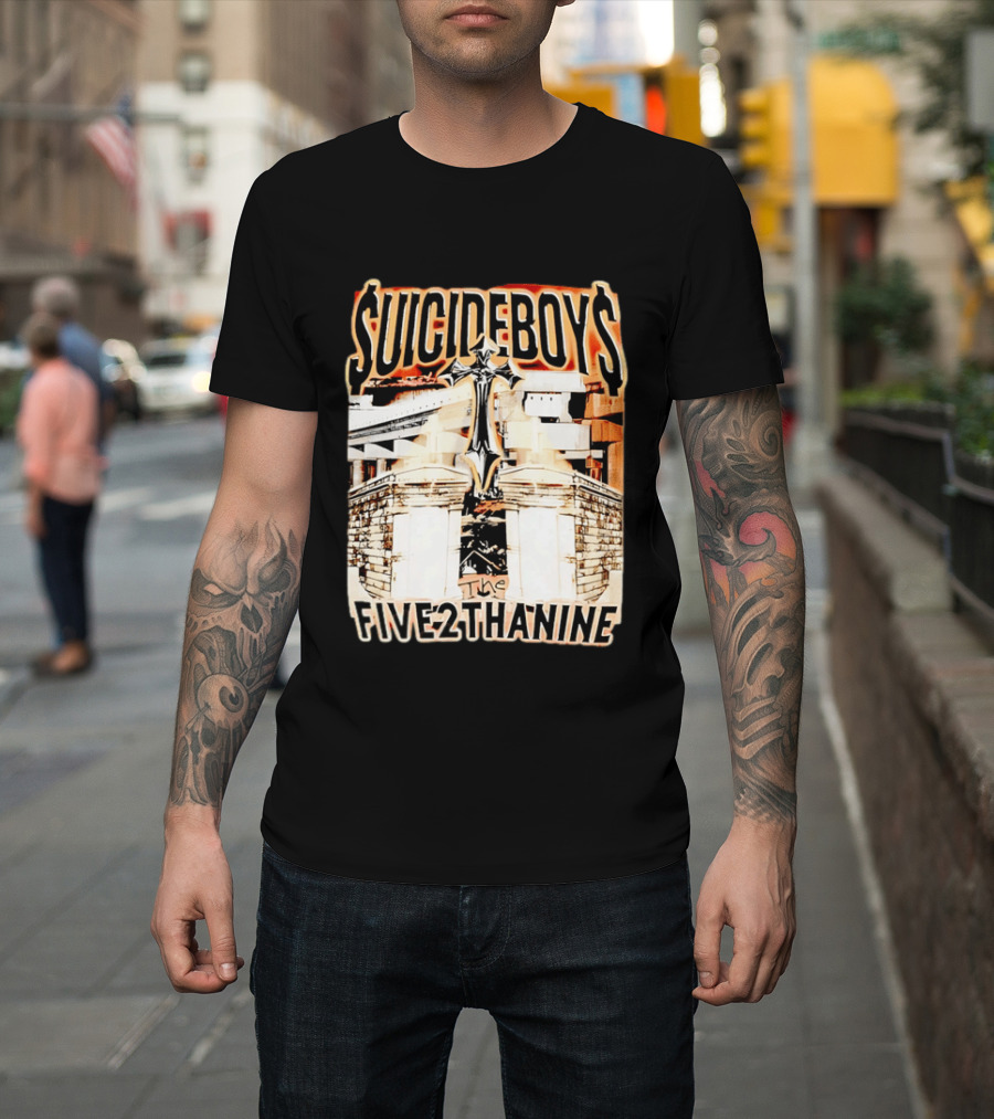 SUICIDEBOYS The Five2thanine Gothic Cross Block Letters T-Shirt