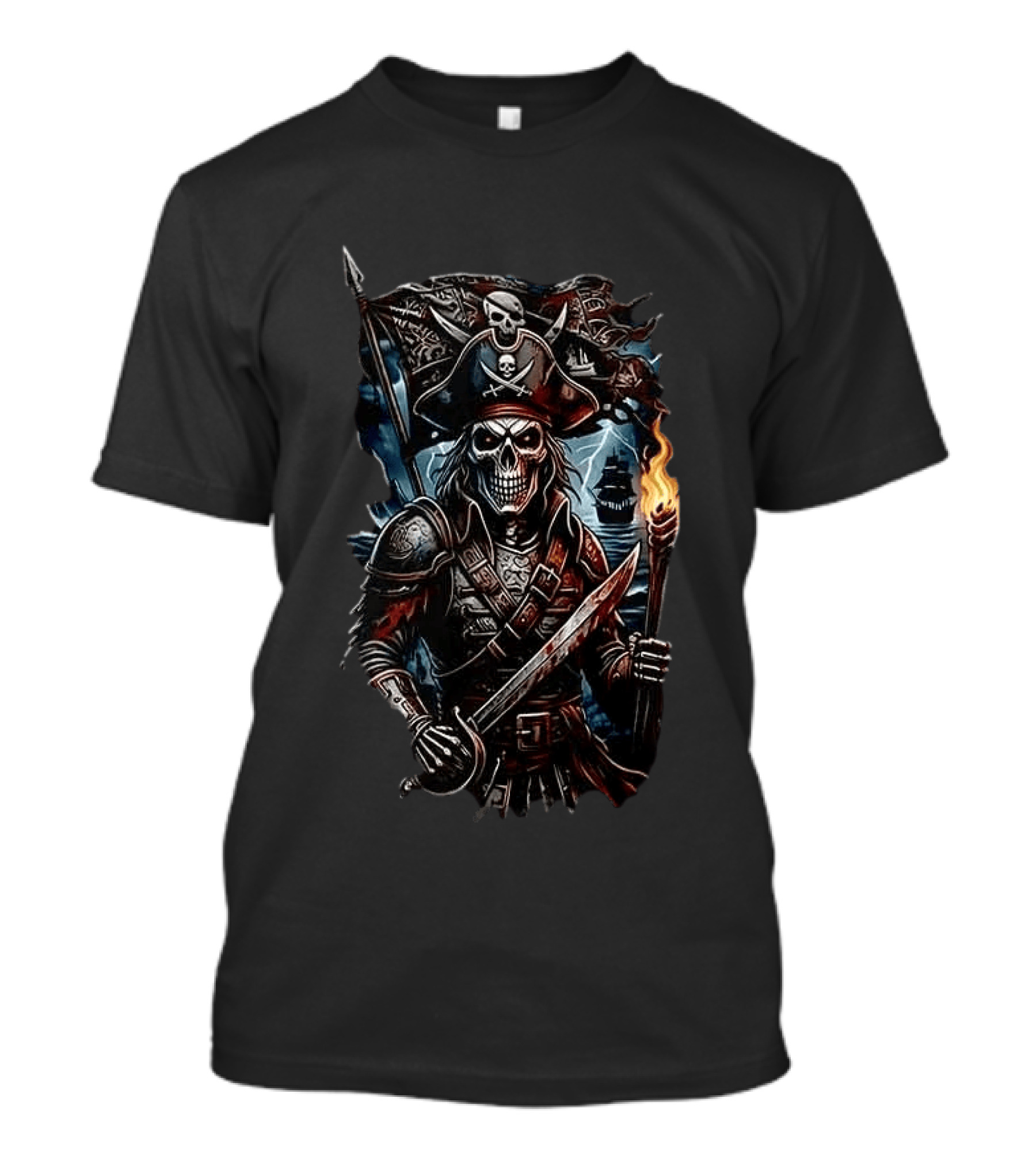 Tampa Bay Buccaneers Runs In My Blood Skeleton Pirate With Sword And Torch T-Shirt