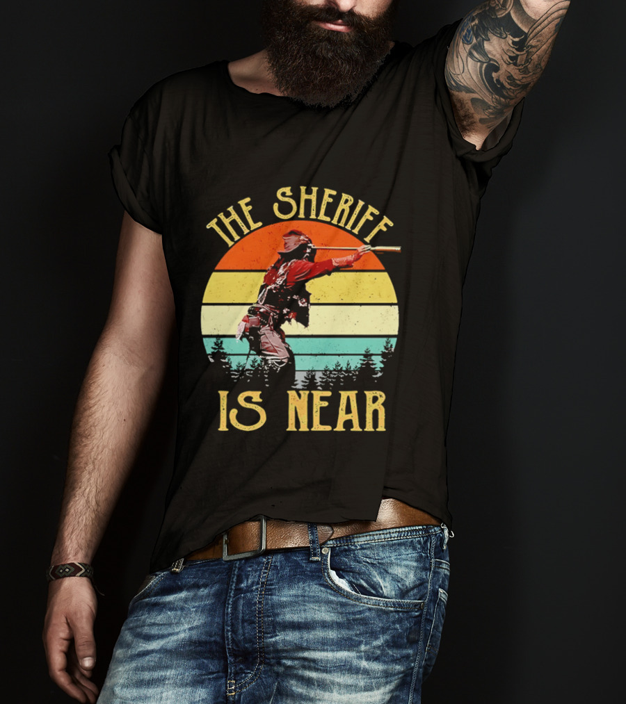 The Sheriff Is Near Western Cowboy Retro Sunset T-Shirt
