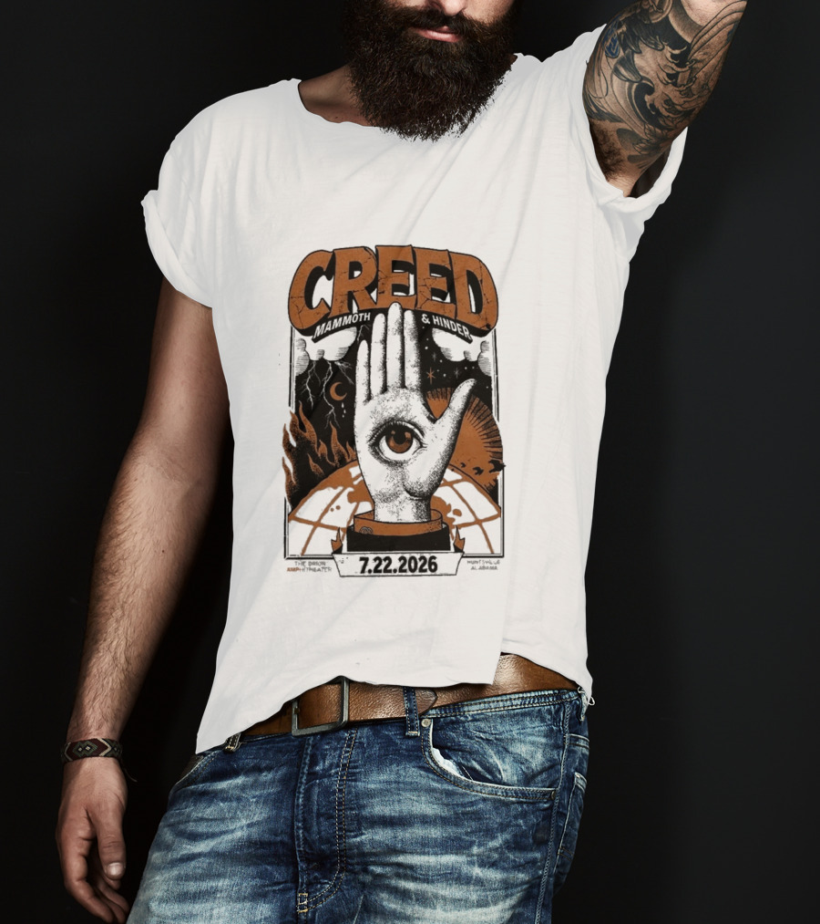 Creed Huntsville Alabama 2026 Event Orion Amphitheater July 22 Eye In Hand T-Shirt