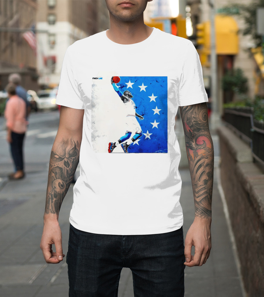 LeBron James Philadelphia 76ers Finish Line Stars Basketball Dunk T-Shirt