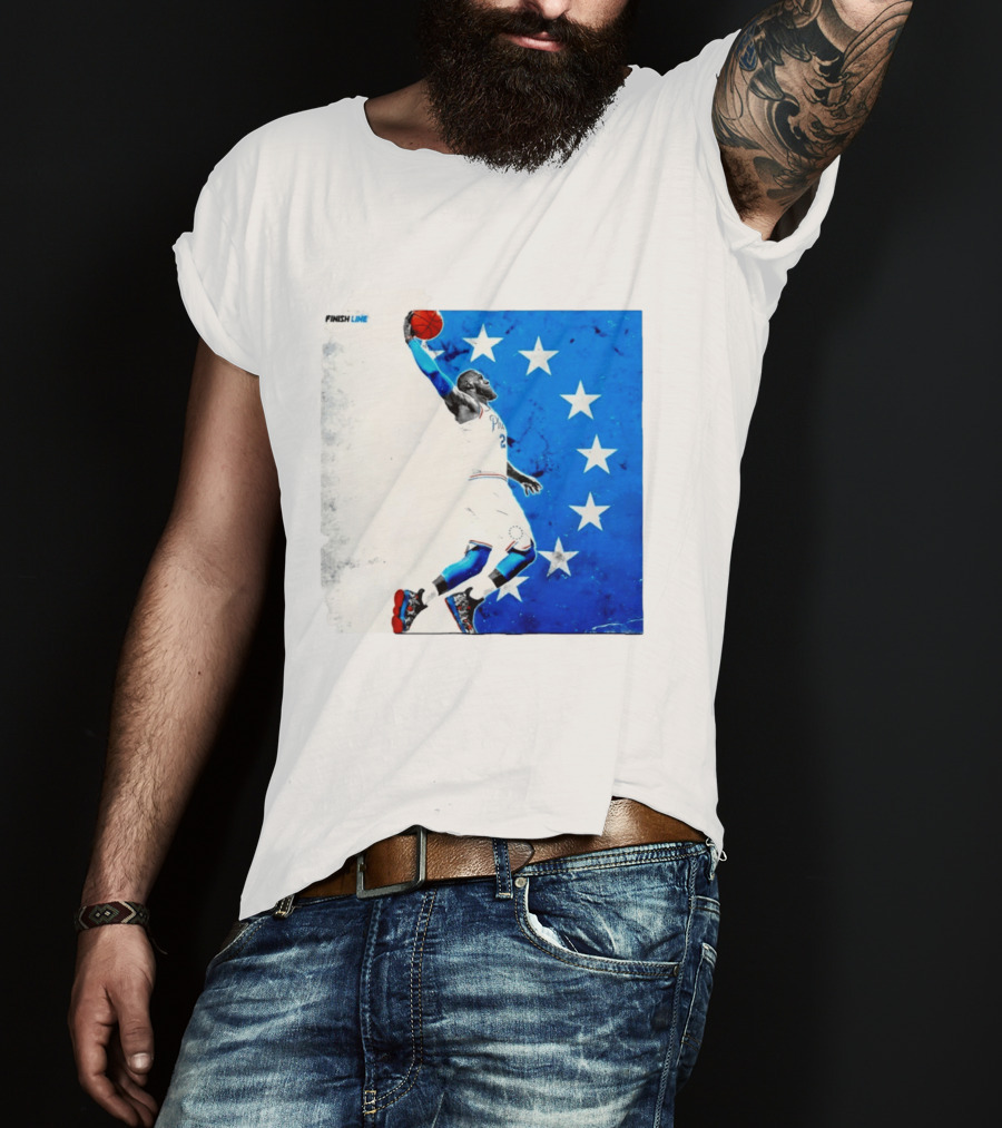 LeBron James Philadelphia 76ers Finish Line Stars Basketball Dunk T-Shirt