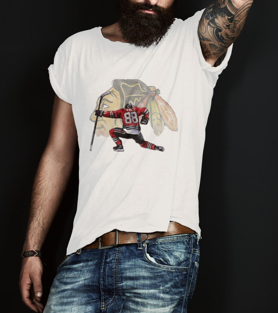 Patrick Kane Kneeling Number 88 Chicago Blackhawks T-Shirt