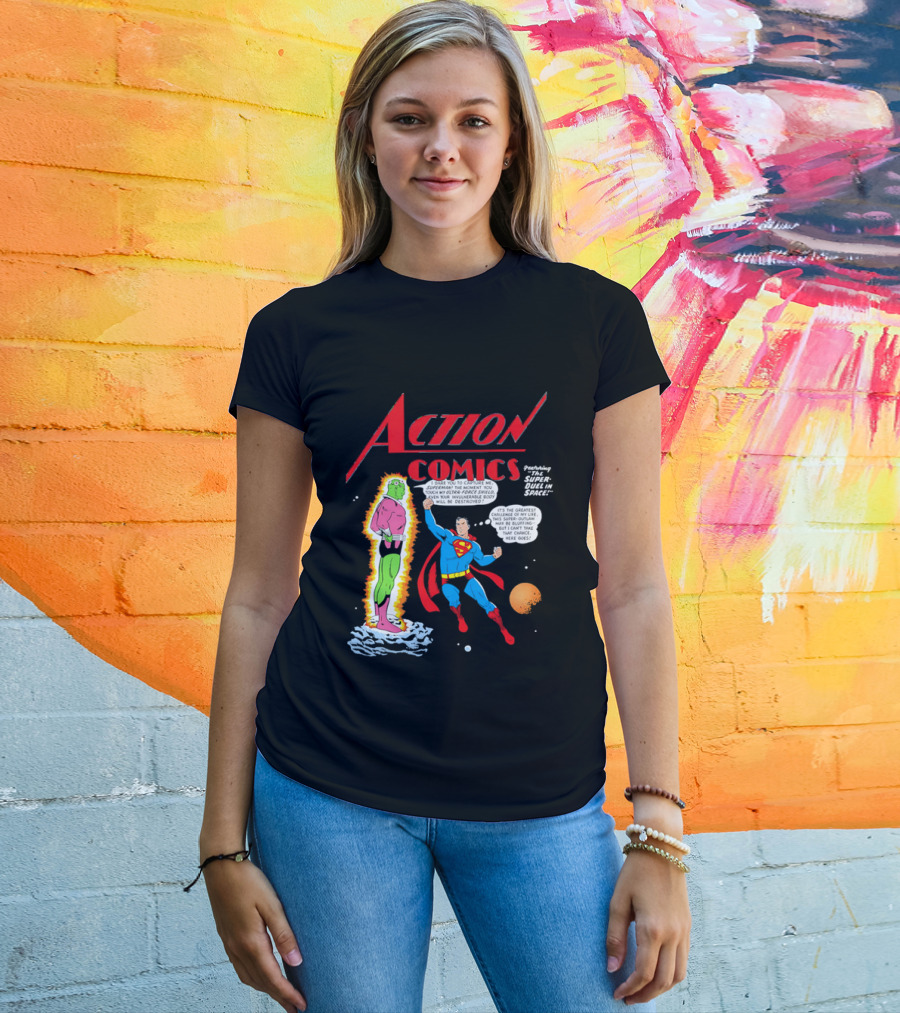 Action Comics Superman I Dare You To Capture Me Super Duel In Space T-Shirt