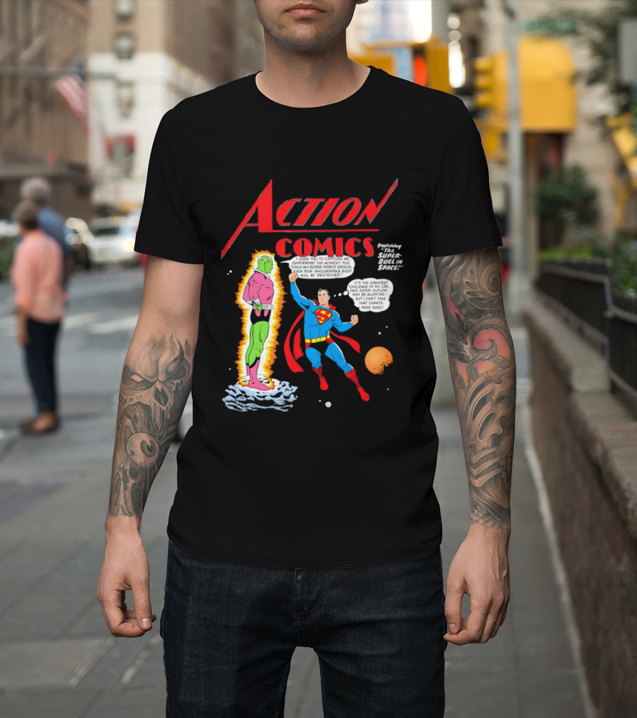 Action Comics Superman I Dare You To Capture Me Super Duel In Space T-Shirt