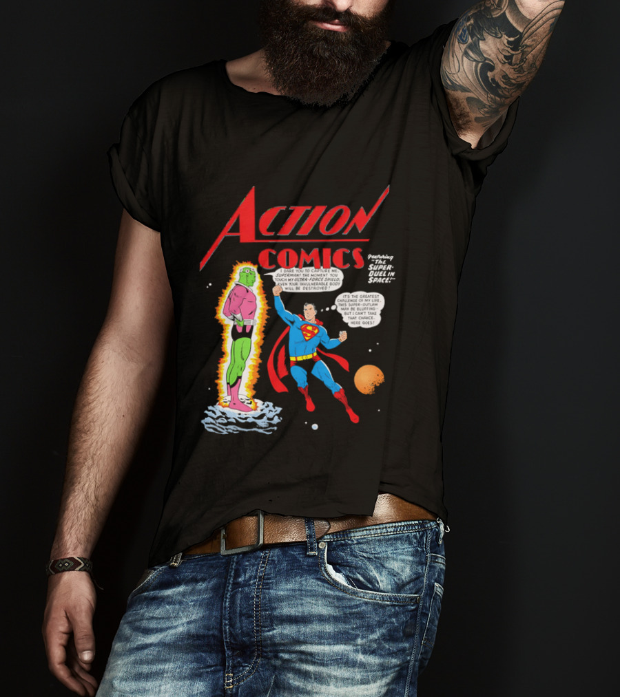 Action Comics Superman I Dare You To Capture Me Super Duel In Space T-Shirt