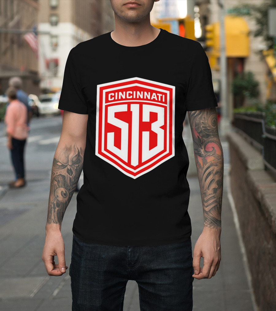 Cincinnati 513 Shield Emblem Area Code T-Shirt