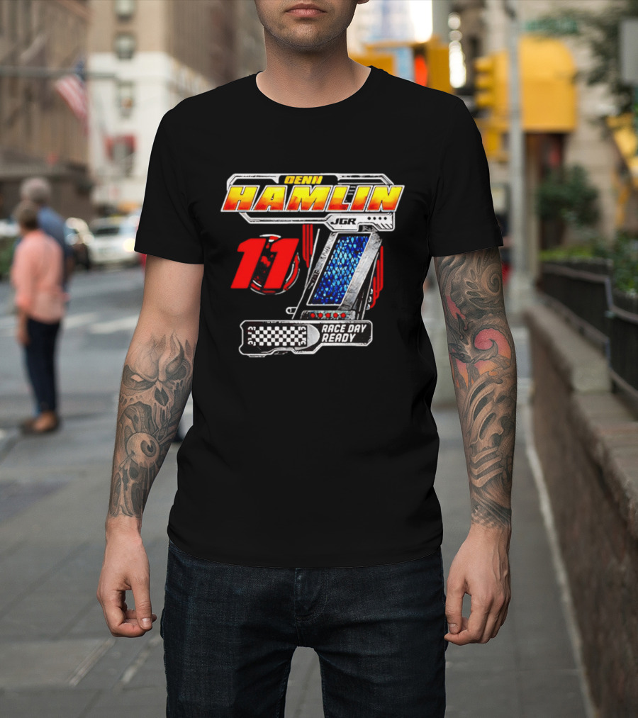 Denny Hamlin Joe Gibbs Racing 11 Race Day Ready Checkerboard Speedometer T-Shirt