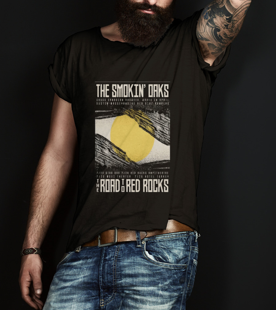 The Smokin' Oaks Road To Red Rocks 2026 Hotel Turkey Featuring Cross Canadian Ragweed Waves In April Dustin Massey And The Red Dirt Rangers T-Shirt