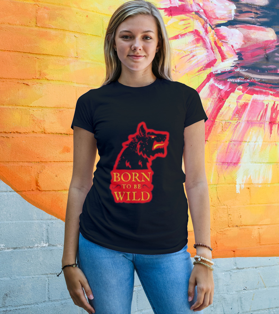 Born To Be Wild Wolf Silhouette Red T-Shirt