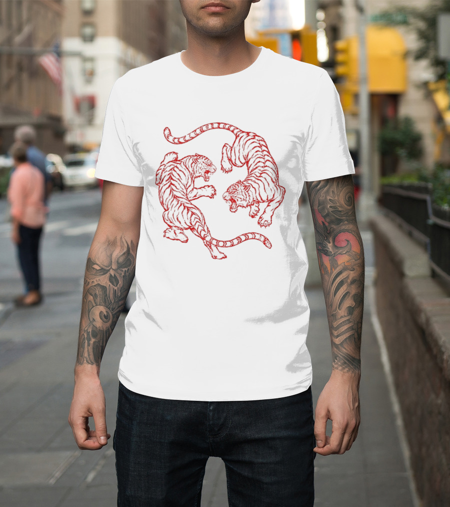 Japanese Fighting Tigers Tiger Red Duel T-Shirt