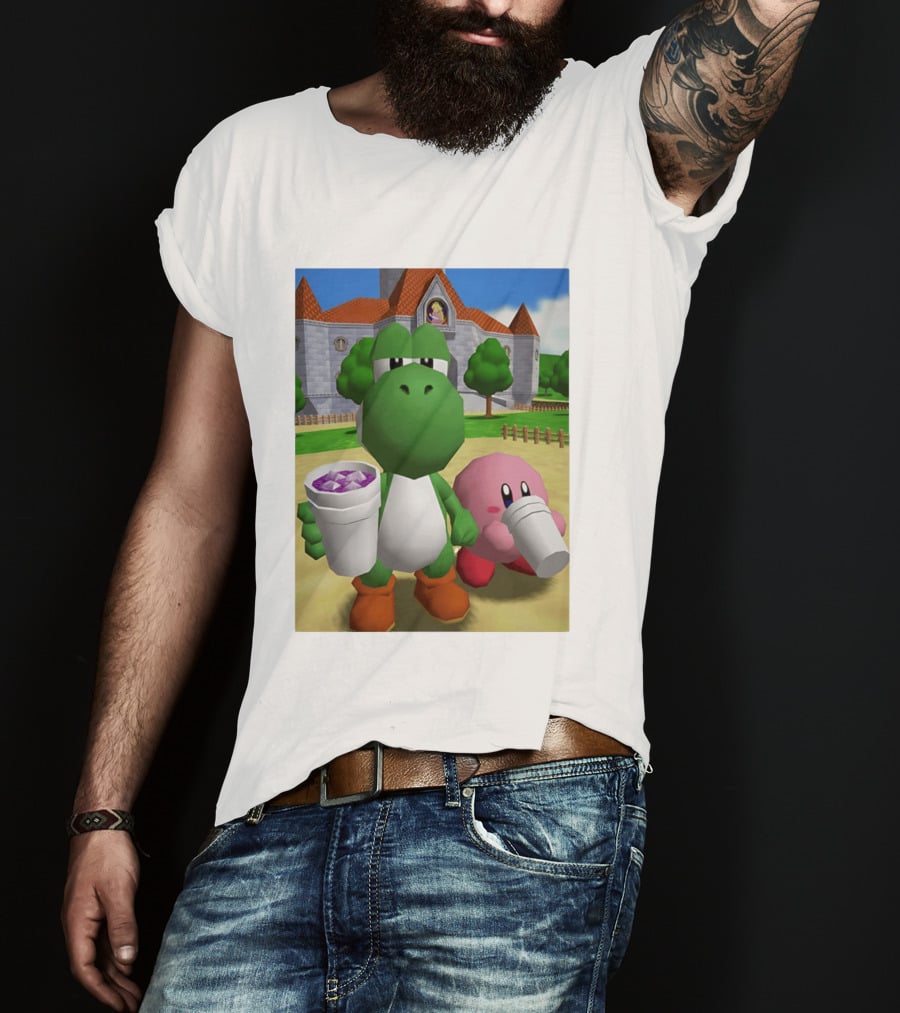Yoshi Kirby Lean Purple Drink Castle Scene T-Shirt