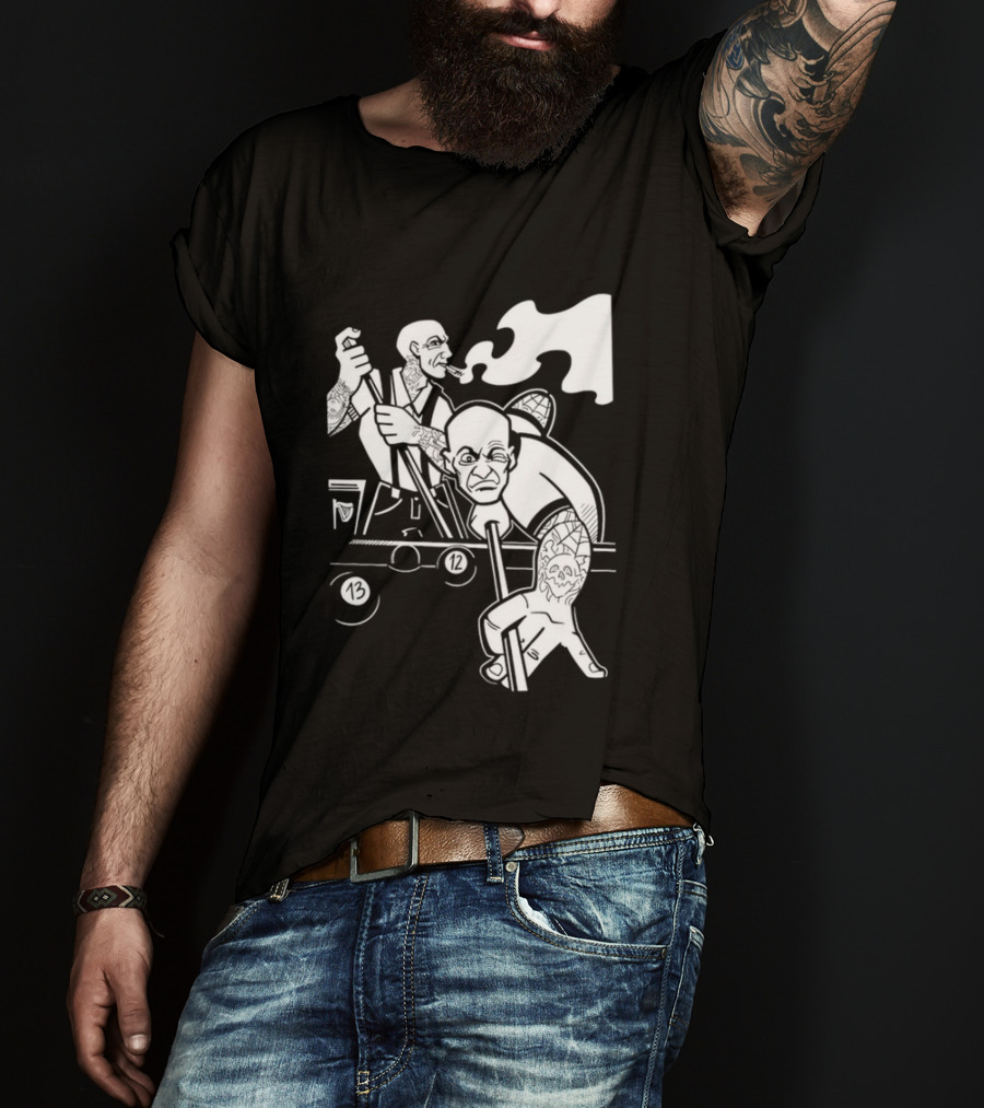 13 12 Tattooed Billiard Players Smoking Pool Game T-Shirt