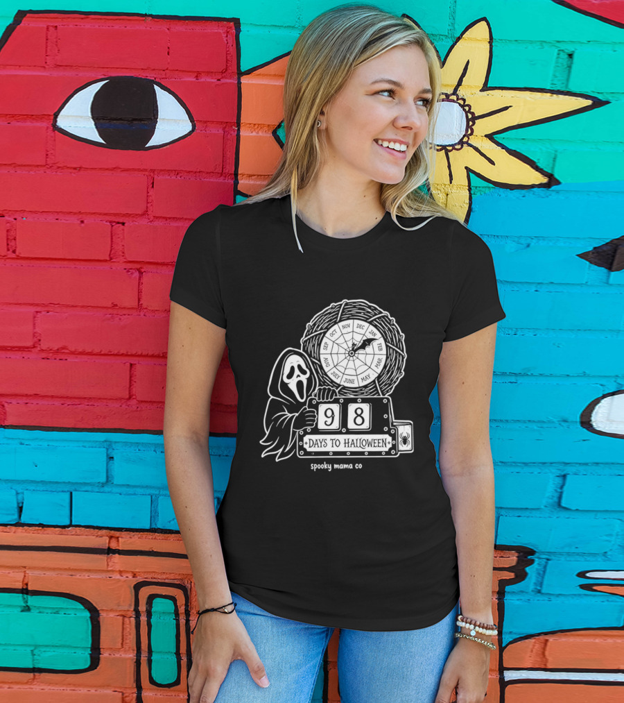 Halloween Countdown 98 Days Ghostface Horror Calendar Spooky Mama Co T-Shirt