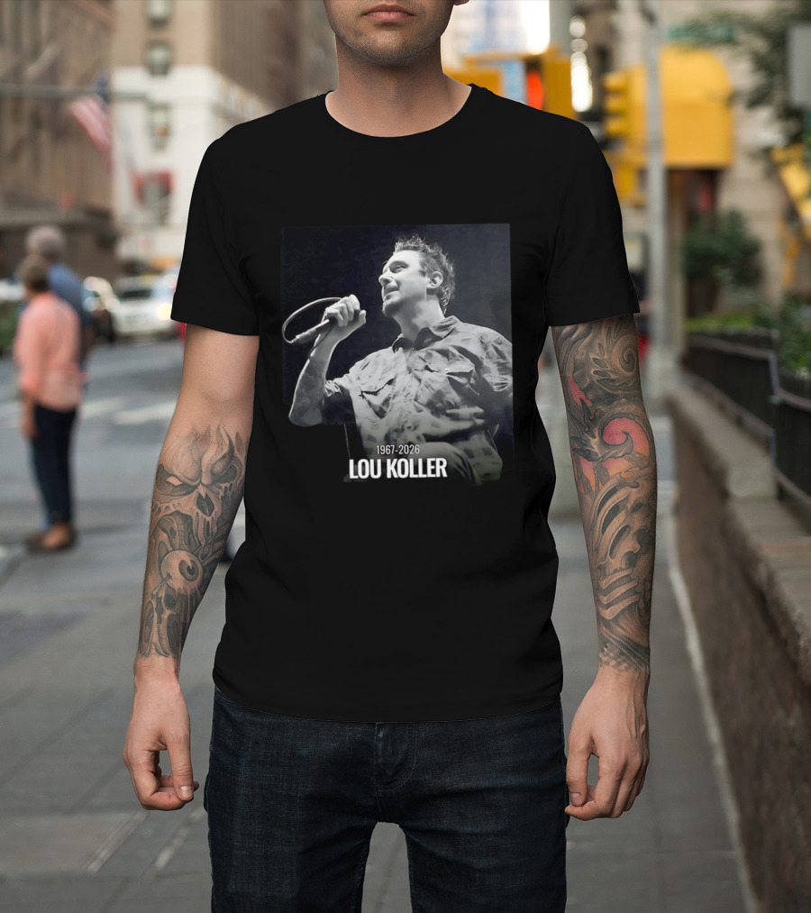 1967 2026 Lou Koller Microphone Plaid Black And White T-Shirt