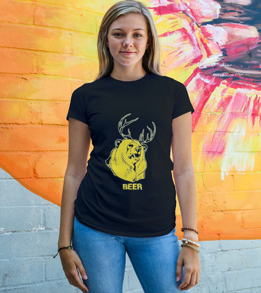 Beer Antlered Bear T-Shirt