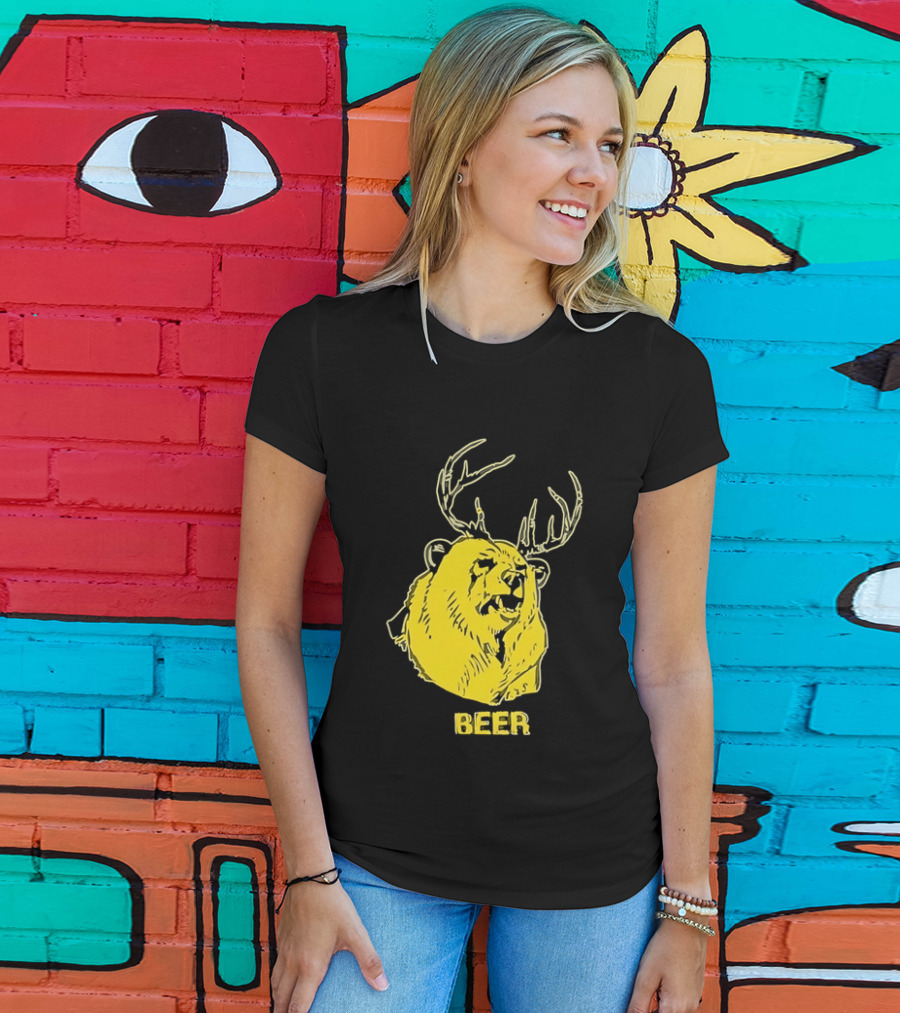 Beer Antlered Bear T-Shirt