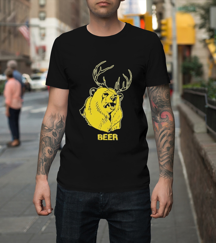 Beer Antlered Bear T-Shirt