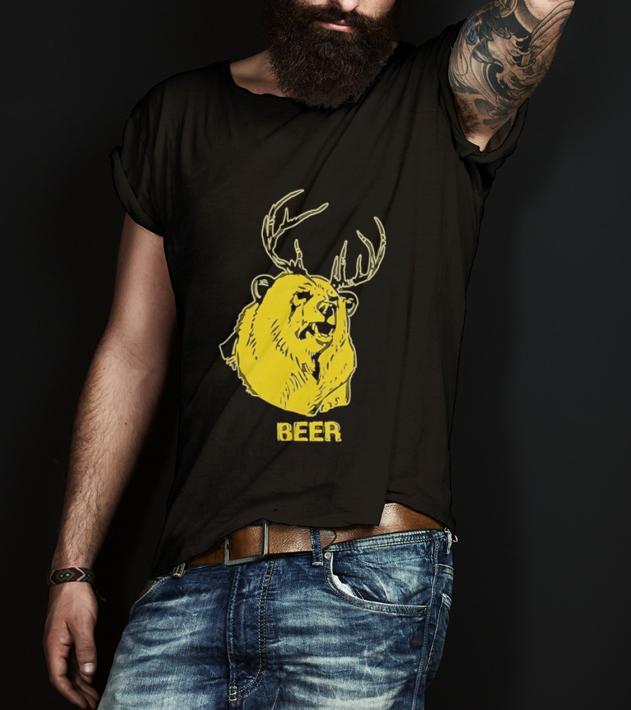 Beer Antlered Bear T-Shirt