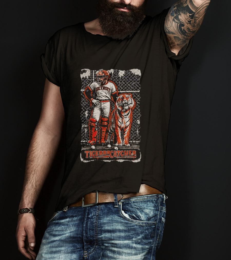 Detroit Tigers Tigerrrcatcher Baseball Player And Tiger T-Shirt