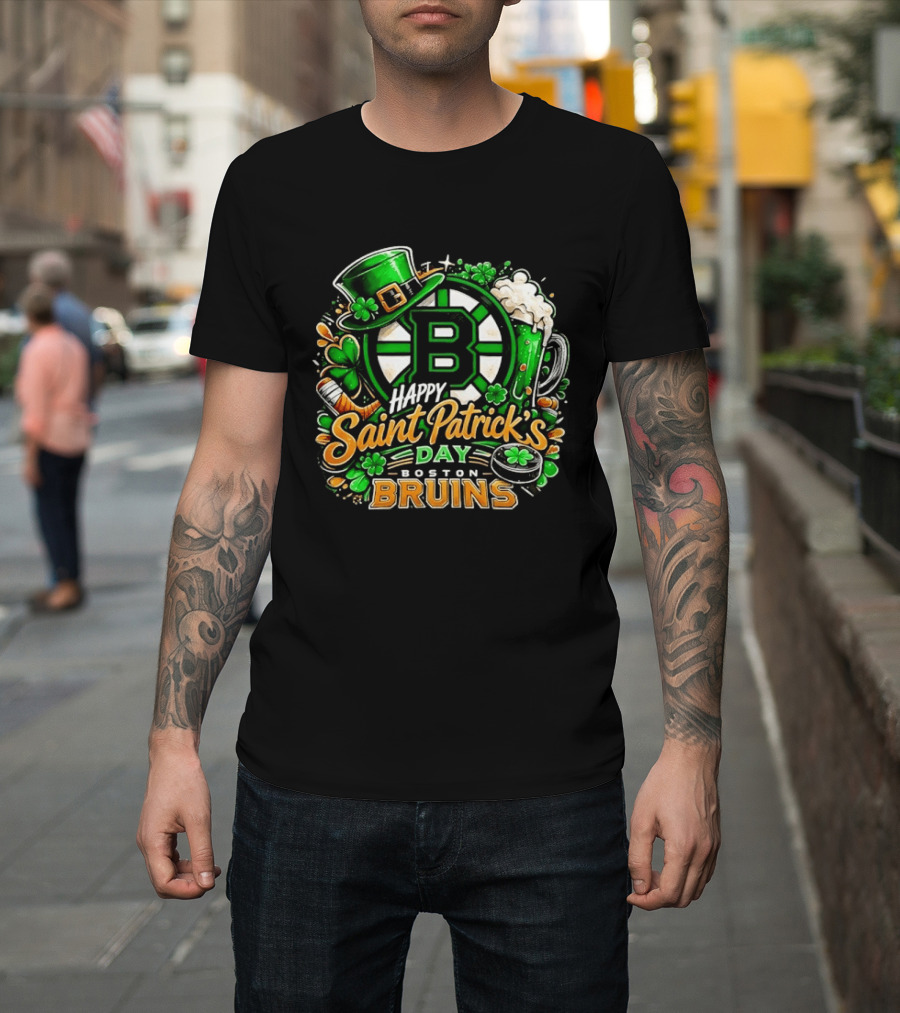 Boston Bruins St. Patrick's Day 2026 Celebration Hockey Team Florals T-Shirt