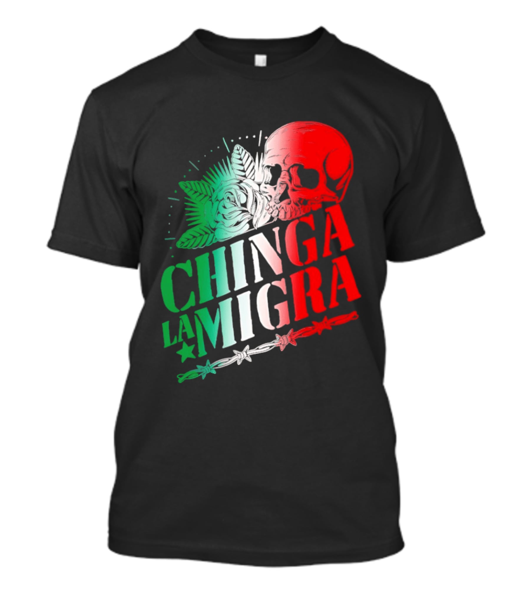 Chinga La Migra Skull Rose Immigration Reform T-Shirt