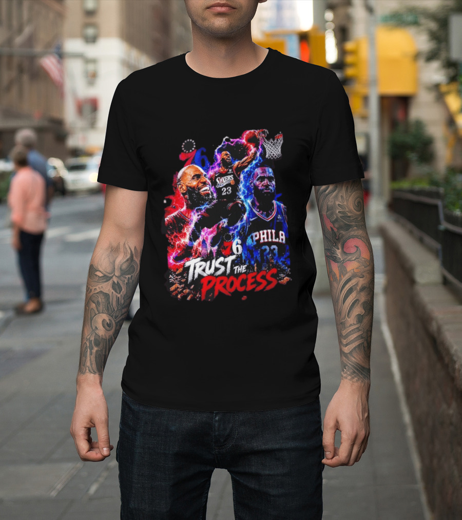 LeBron James Philadelphia 76ers 23 Trust The Process 76 Lightning Energy T-Shirt