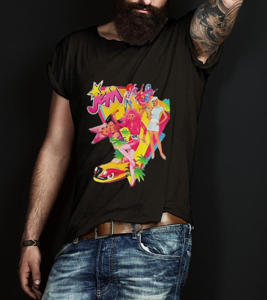 Jem 80s Cartoon Band Pop Music Star Singer Fashion Aesthetic Retro Characters T-Shirt