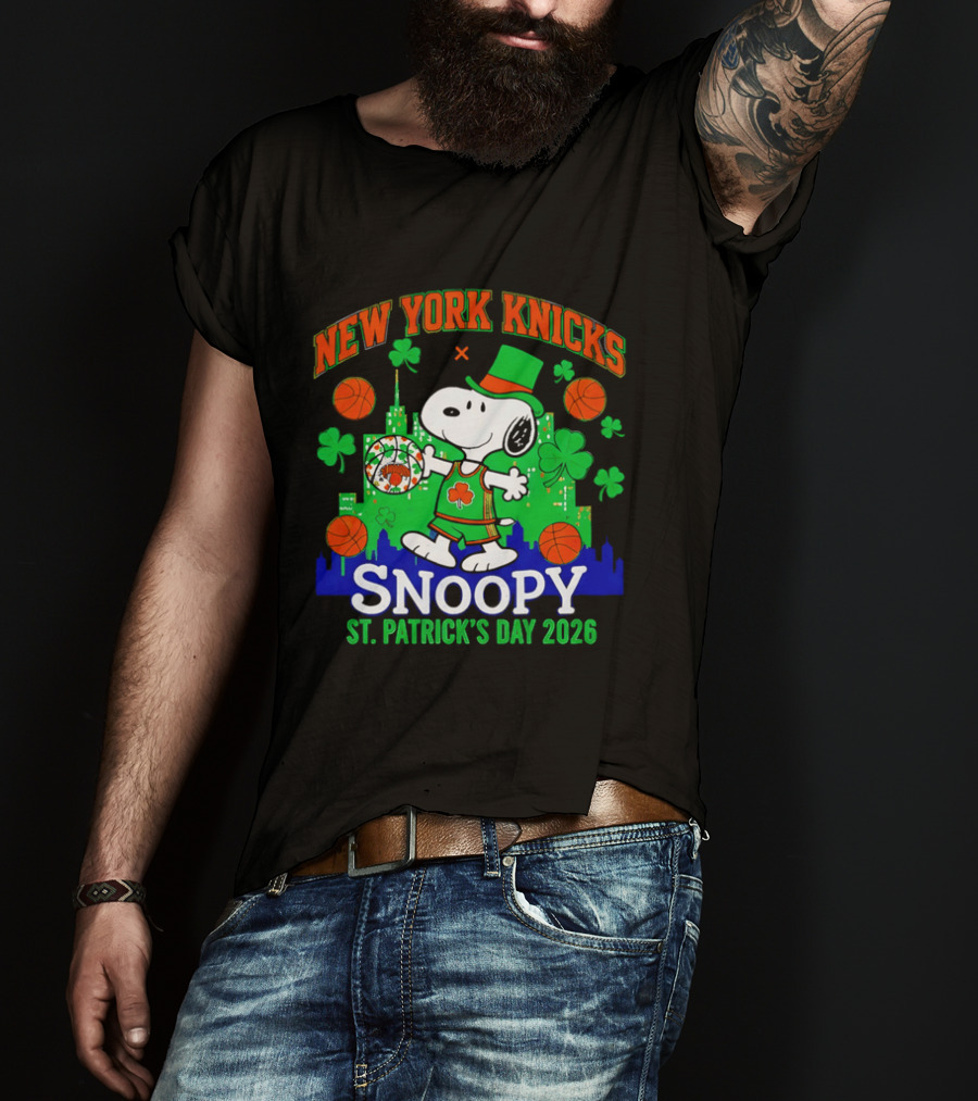 New York Knicks Snoopy St Patrick's Day 2026 Celebration T-Shirt