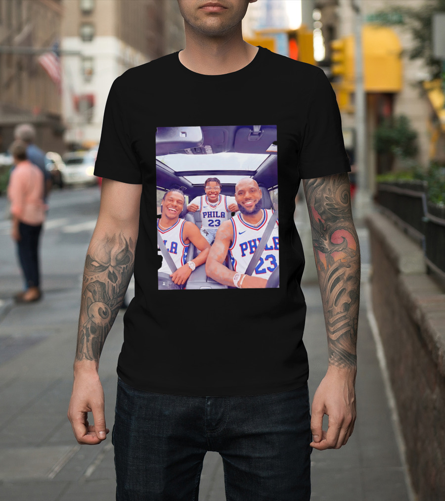 Phila 23 Lebron James Bronny James Philadelphia 76Ers Team Jersey T-Shirt