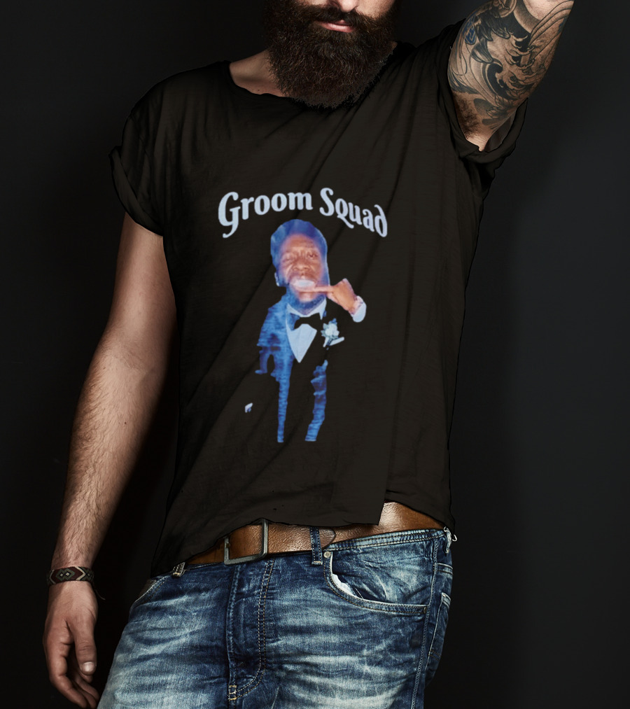 Groom Squad Tuxedo Finger Point Man T-Shirt