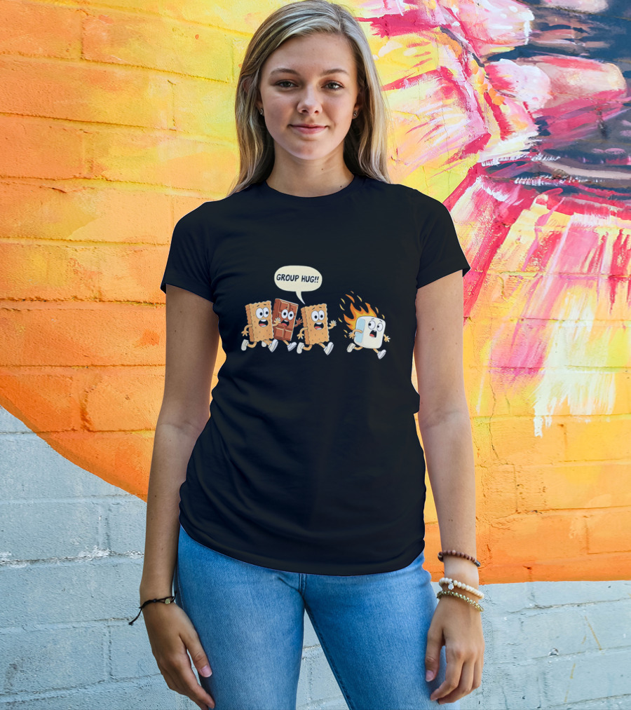 S'mores Cartoon Group Hug Chocolate Graham Cracker Marshmallow Fun T-Shirt