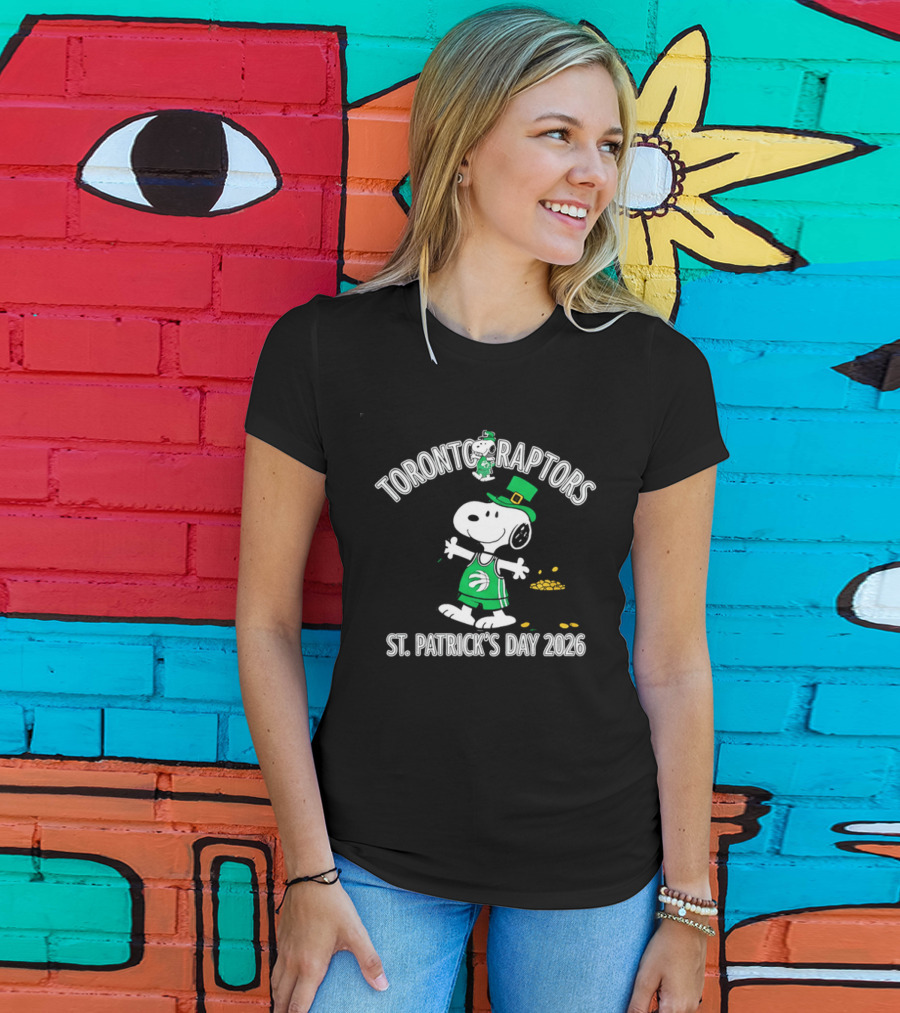 Toronto Raptors Snoopy St Patrick's Day 2026 Basketball Clover T-Shirt