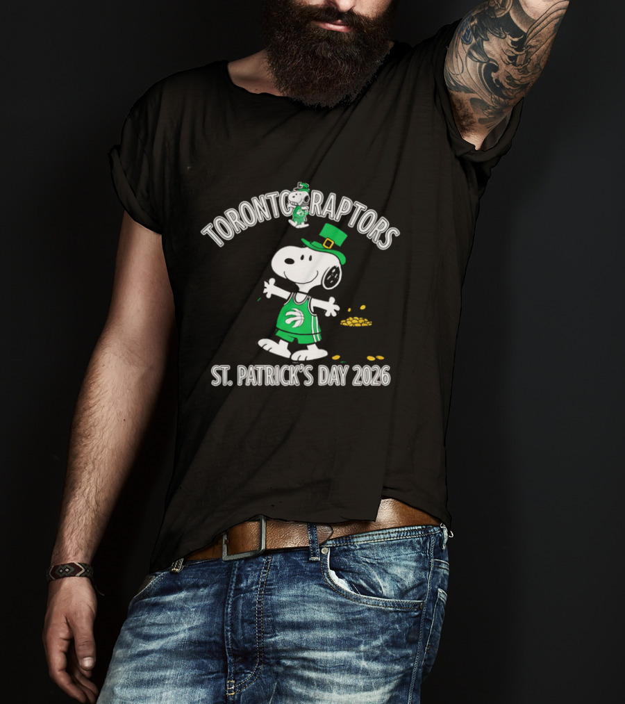 Toronto Raptors Snoopy St Patrick's Day 2026 Basketball Clover T-Shirt