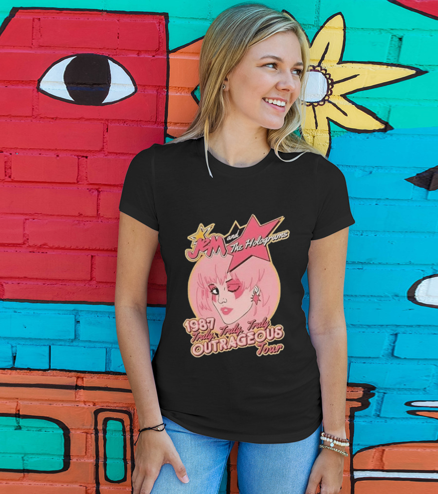 1987 Truly Outrageous Tour Jem And The Holograms Retro Pink Star T-Shirt