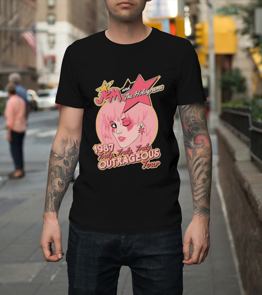 1987 Truly Outrageous Tour Jem And The Holograms Retro Pink Star T-Shirt